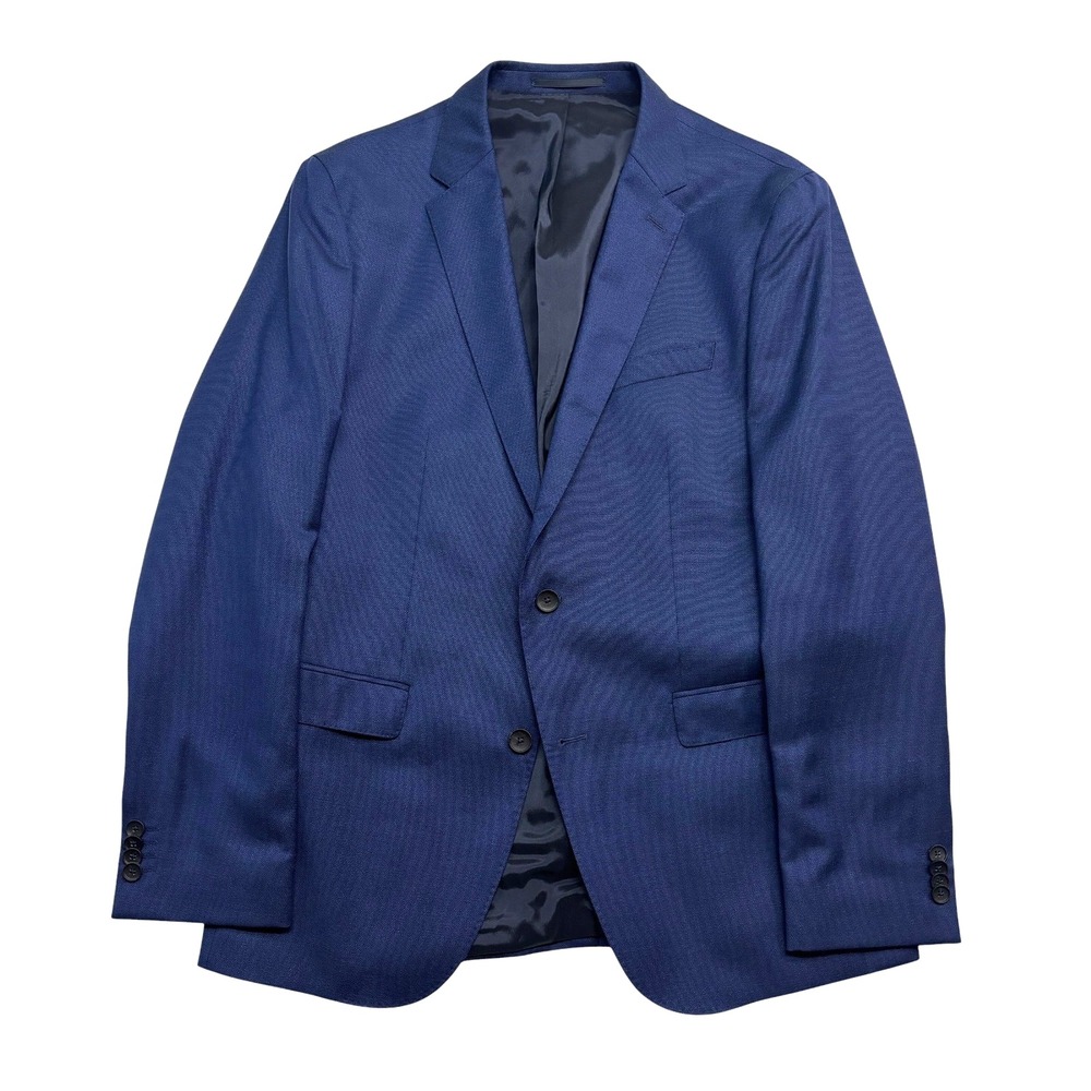 Hugo Boss 42R Navy Blue Novan6 Blazer Jacket Sport Suit Coat Wool Modern Hopsack